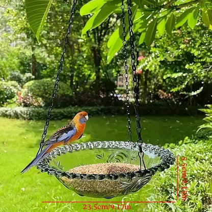Hanging Bird Bath and Feeder - Outdoor Bowl, Garden Plate, Tray for Patio, Backyard Decor - Gift for Bird Lovers (Gray)