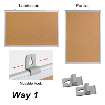 Board2by Large Cork Board Bulletin Board 48 x 36, Silver Aluminium Framed 4x3 Corkboard, Office Board for Wall Cork, Wall Mounted Notice Pin Board with 15 Push Pins for School, Home & Office
