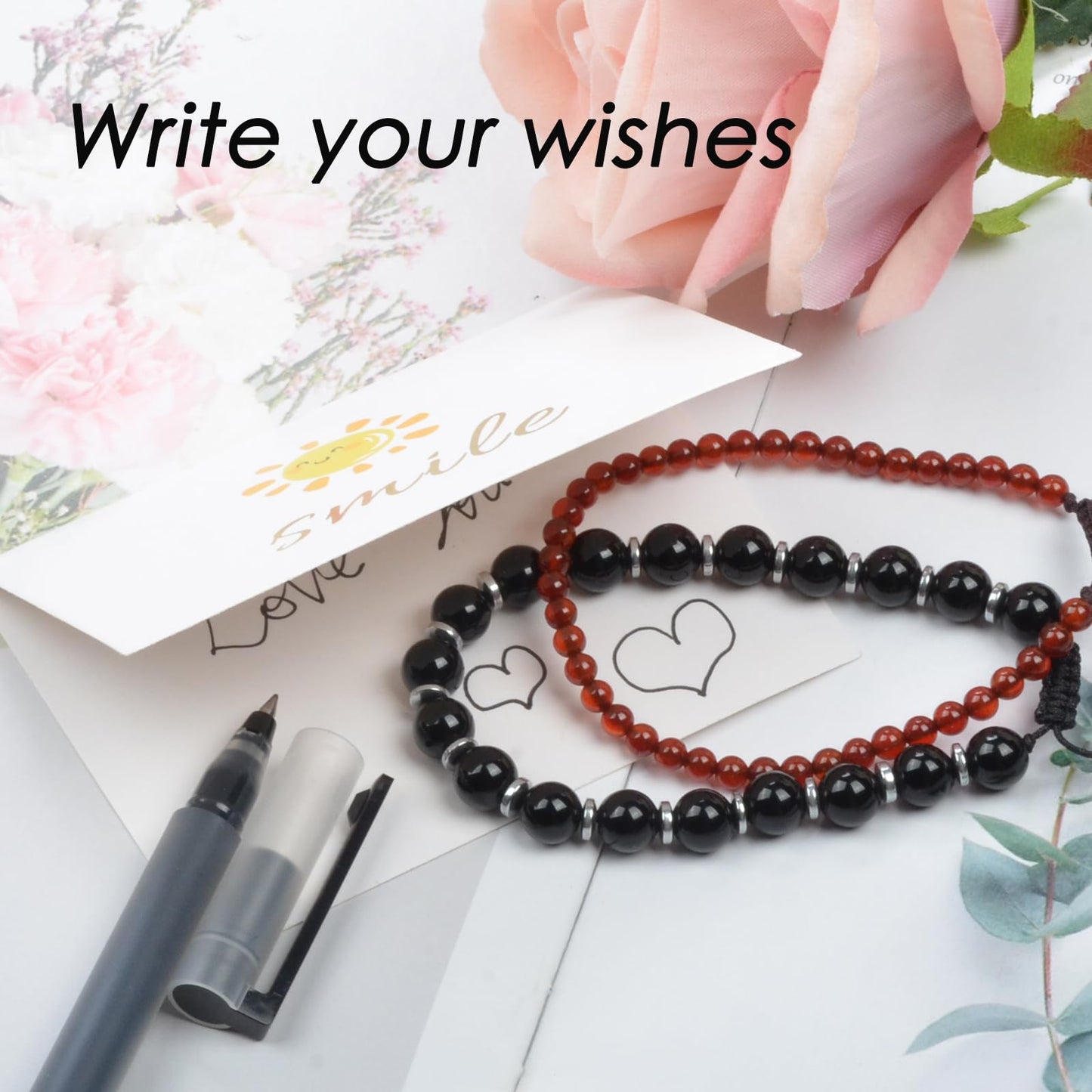 CHCCOYE 6mm Handmade Adjustable Natural Gemstone Crystal Bracelet Healing Power Energy Inspirational Gifts with Card for Unisex (Seven Chakra Stones)