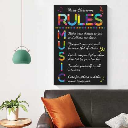 LINWDSB Music Classroom Rules Posters Musical Education Decor Primary School Middle And High Decorations Or Homeschool Unframe style-3 16x24inch(40x60cm)