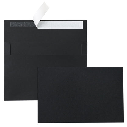Silunkia 100 Packs Black Blank Greeting Cards with Envelopes 4 x 6 Heavyweight Single Panel Cardstock and A4 Envelopes Printable Self Seal for Graduations, Wedding Invitations, Thanksgiving Cards