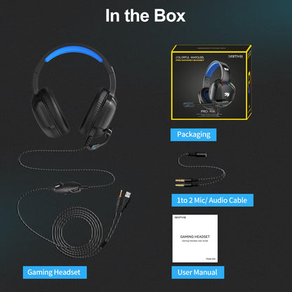 IMYB A36 Gaming Headset with Microphone for Pc, Xbox One Series X/s, Ps4, Ps5, Switch, Stereo Wired Noise Cancelling Over-Ear Headphones with Mic for Computer, Laptop, Mac, Nintendo, Gamer (Blue)