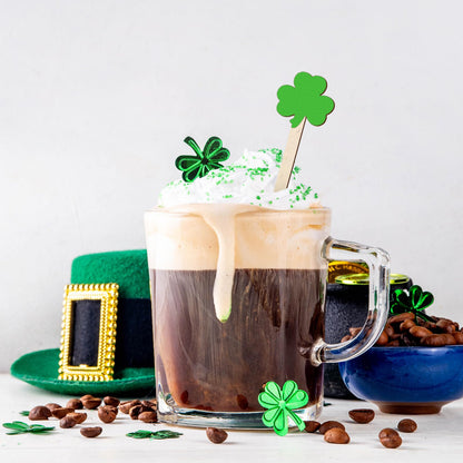 JarThenaAMCS 120Pcs St. Patrick's Day Drink Stirrers Shamrock Disposable Wooden Stir Sticks Irish Green Clover Swizzle Stirrer for Coffee Beverage Party Bar Restaurant Home Weddings Holiday