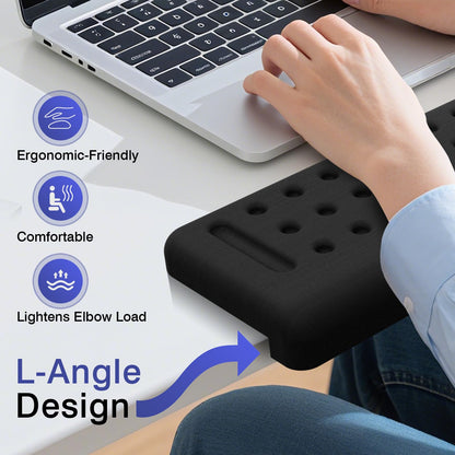 Retuhapy L-Shaped Desk Edge Cushion, 2 PCS Elbow Rest for Desk with Ergonomic Support, Memory Foam Elbow Pad & Arm Rest for Palm, Wrist & Forearm, Non-Slip & Separate Design, Office & Home, Black