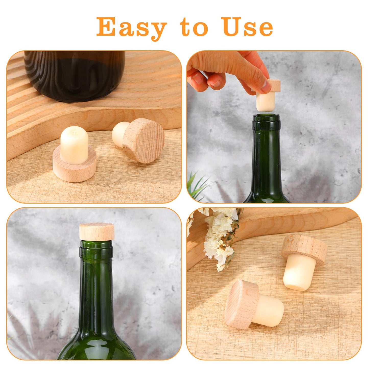 100Pcs Wine Corks T Cork Plugs for Wine Cork Stopper Reusable Corks Wooden and Rubber Stopper