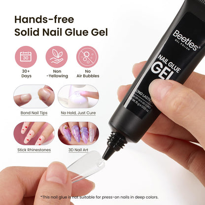 Beetles Gel Nail Extension Kit Almond Shape, Easy 9 in 1 Glue Uv Led Set Etch X Nail Tips Short Almond Half Matte Tips, Gift for Women & Girls, 504 pcs