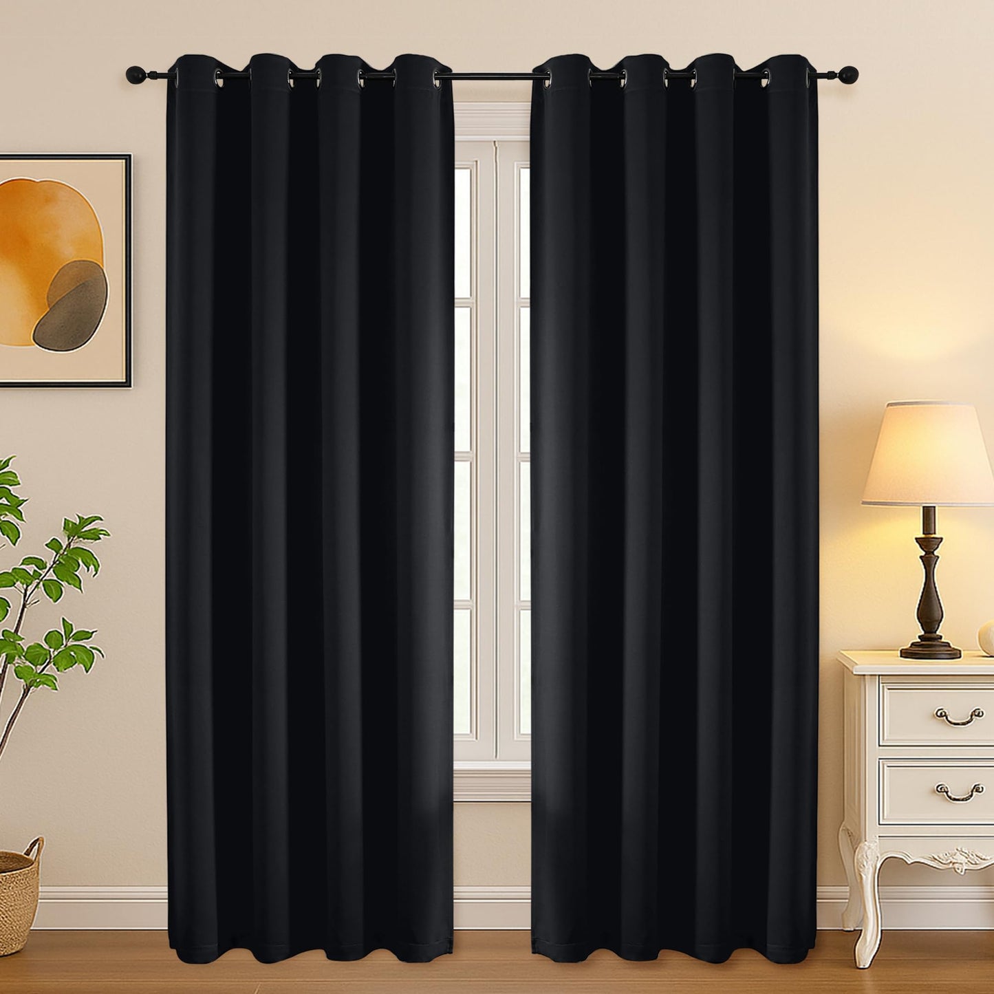 Simplebrand Halloween Black Out Curtains for Bedroom 72 Inches Long 2 Panels Set, Solid Thermal Insulated Privacy Room Darkening Window Curtains for Living Room, Soft Blackout Drapes, W50 x L72 Inch