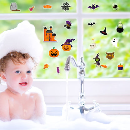 40 PCS Halloween Thick Gel Clings Halloween Window Gel Clings Decals Stickers for Kids, Toddlers and Adults Home Airplane Classroom Nursery Pumpkin Party Supplies Decorations Removable and Reusable