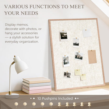 DOLLAR BOSS Felt Framed Bulletin Board 24'' x18'' 1PC Small Cork Boards for Walls Cute Lightweight Aesthetic Corkboard for Office Home Decor College Dorm Room Photo Display with 10 Pins, Beige