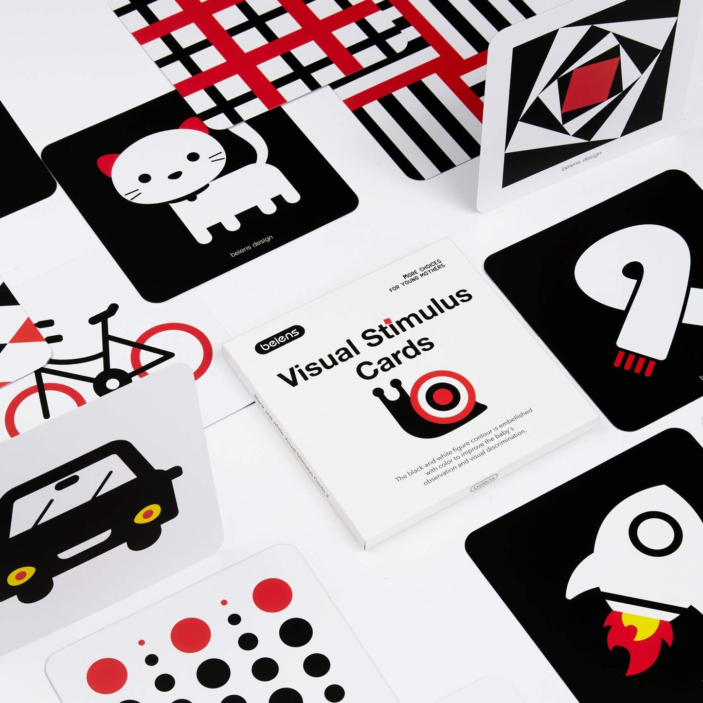 beiens High Contrast Baby Flashcards, Black White Color Newborn Brain Development Toys, Visual Stimulation Learning Activity Cards, Educational Infants Gift (Black White Color(for 3-6 Months))