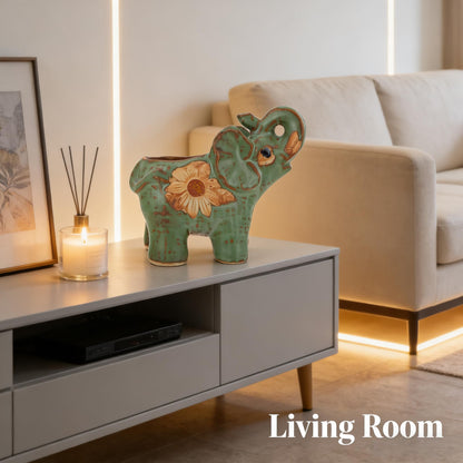 TUESMEILL Ceramic Elephant Pot with Drainage, Animal Plant Pots Cute Succulent Plant Pot for Home Decor and Office Desk Decoration