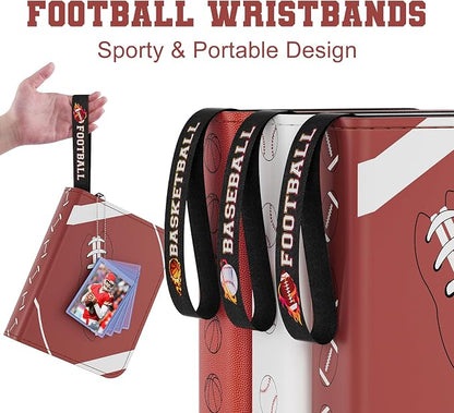 Mlikero 720 Pockets Football Card Binder, Sports Card Binder with Card Display Design, Premium Card Ablums with Sports Pattern Wristband Fit for Football Cards 2026