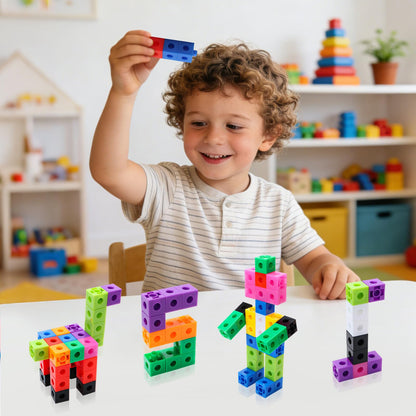 HSDAV 100 Pcs Math Linking Cubes - 10 Colors Connecting Counting Snap Blocks, Math Manipulatives for Early Math & Construction, Educational Toy for Preschool, Kindergarten, Homeschool