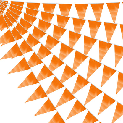 20M/64FT Macaroon Orange Triangle Pennant Banner Flag Metallic Fabric Bunting Garland for Christmas Graduation Anniversary Birthday Engagement Wedding Anniversary Casino Party Decorations Supplies
