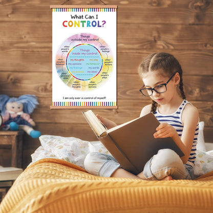 KAIRNE Colorful what can i control wall art Inspirational Quote with Wood Magnetic Hanger Frame(15.7X25 Inch) Calm Zone Poster School Counselor Gifts Motivational Art Print for Kids Classroom, Office