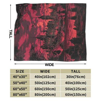 Gothic Blanket for Women Men, Super Soft Funny Cool Red Castle Halloween Gothic Bat Throw Blanket Gifts for Kids Adults, Warm Cozy Fuzzy Plush Fleece Flannel Goth Blankets 50"x40" for Couch Bedding