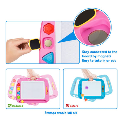 SGILE Toddler Toys for Kids, Large Magnetic Drawing Board for Birthday Gift, Toys for 1 2 3 4 Year Old Girls Boys, Etch & Sketch Pad with 4 Stamps, Learning and Educational, 16 ×13 in, Pink