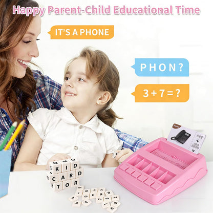 2-in-1 Flash Cards & Education Matching Letter Game for Kids Ages 3-6, Learning Toys ABC Phonics Alphabet Spelling & Reading Early Math Games Gift for Preschool Kindergarten Boys & Girls (Pink)