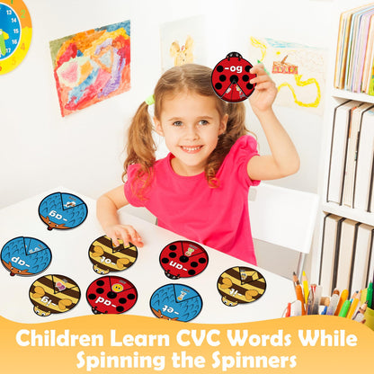 Kasfalci CVC Word Cards,CVC Word Games,Phonics Games,Speech Therapy Toys for Toddlers Kids,Learn to Read,Spelling Reading Learning Game,Kindergarten Preschool Learning Activities Educational Toy