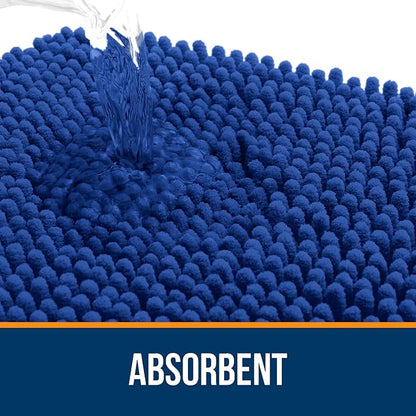 OLANLY Bathroom Runner Rugs 59x24, Soft Absorbent Chenille Bath Rugs, Rubber Backing Quick Dry, Machine Washable Long Bath Mats for Bathroom Floor, Tub and Shower, Home Decor Accessories, Royal Blue