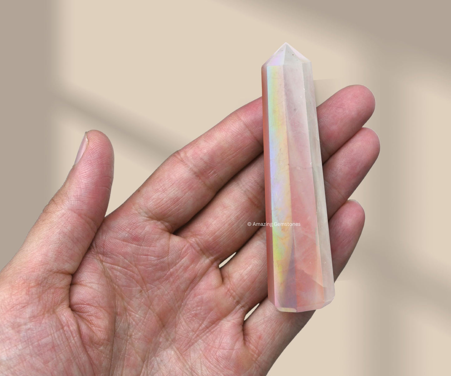 Amazing Gemstone Angel Aura Rose Quartz Crystal Towers ~ Natural Healing Crystal Point Obelisk for Reiki Healing and Crystal Grid (3" to 4" INCH)