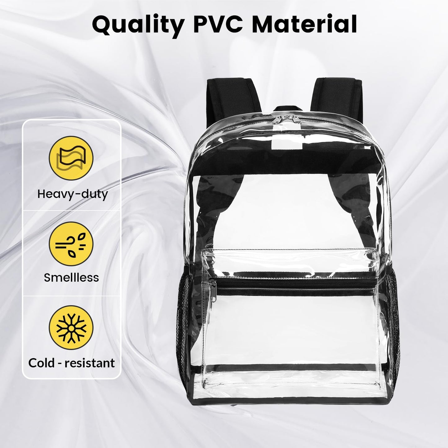 Vorspack Heavy Duty Clear Backpack - Large Clear Backpacks for School See Through Backpack for Boys Girls Transparent Bookbag for College, Work, Concert - Black