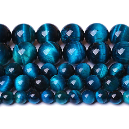 90PCS 8MM Blue Tiger Eye Beads Natural Stone Gemstone Spacer Loose Beads for Jewelry Making DIY Bracelet Semi Precious Beads Strand 2 Strands