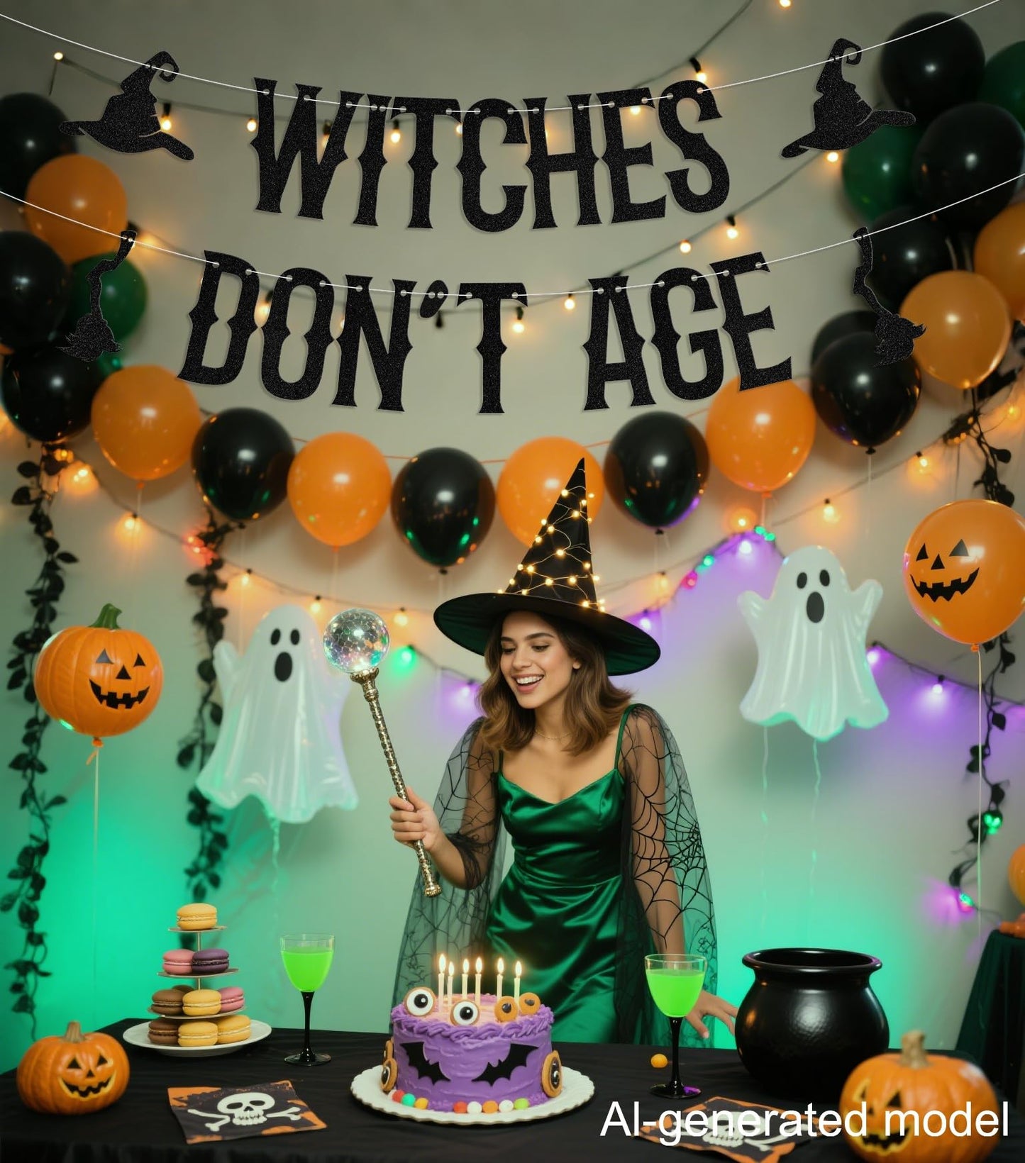 Witches Don't Age Banner - Halloween Birthday Party Decorations - Halloween Birthday Banner