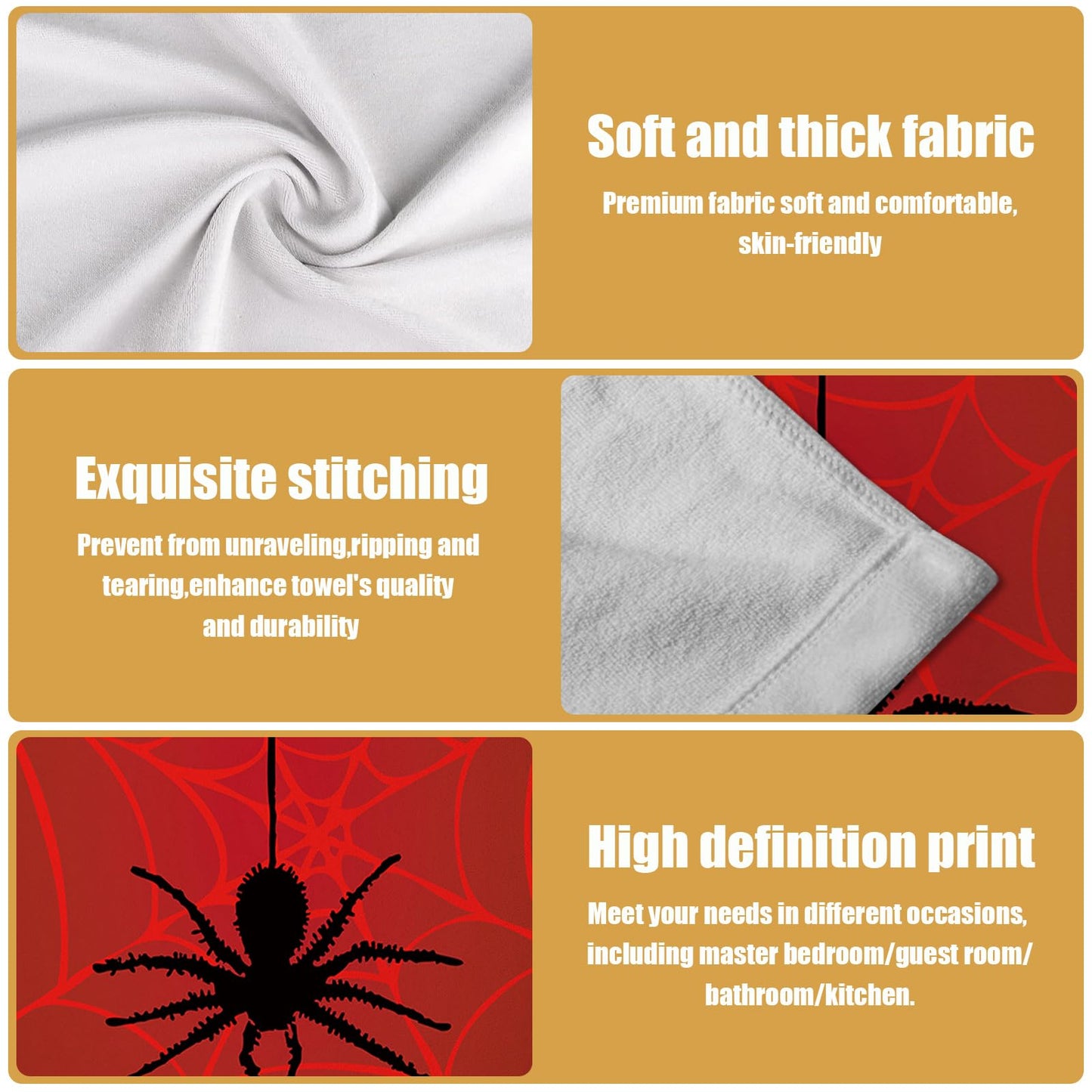 ANTJOO Spider Web Hand Towels for Bathroom，Set of 2 Soft Absorbent Breathable Halloween Bath Hand Towel for Bathroom Kitchen Hotel Gym 28 x 14 in