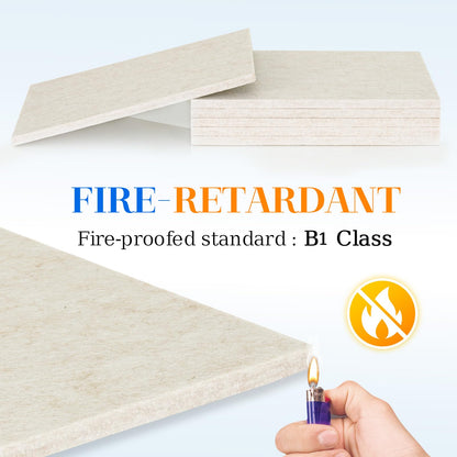 DOLLAR BOSS Felt Cork Board Tiles, 6 Packs 12" x 12" 1/2" Thick Cork Bulletin Board Adhesive Acoustic Panels Soundproof Corkboards for Walls with 60 Pushpins for Home Office Kitchen School, Beige