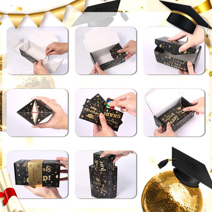 2026 Graduation Surprise Gift Box Explosion, Pop Out Explosion Gift Box with Bounce Money Holder and Confetti, Halloween Thanksgiving Christmas Graduation Gifts for Women, High School College Graduation Party Favors
