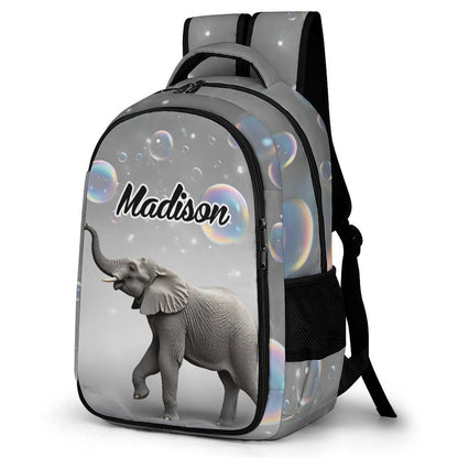 YMububWena Personalized Elephant Backpack for Students Custom Name School Bookbag Daypack for Boys Girls Gifts