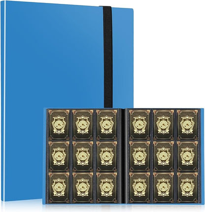Card Binder, EDUDIIU 9 Pockets Premium Trading Card Binders, Cards Collection Binder Album, Side Loading Yugioh Holder Book for Sport, Football, Baseball Collector - Blue