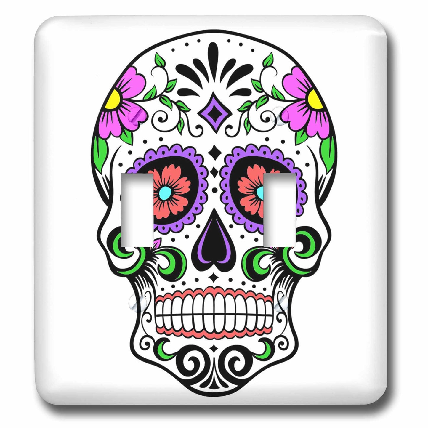 3dRose lsp_186236_2 Sugar Skull, Pink Light Switch Cover