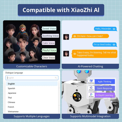 AI Vision & Voice Interaction Robot for Arduino Scratch Python Programming 17DOF Humanoid Robot Large AI Model STEM Project Education Voice Command Walking Dancing Self-Stand Up, Tonybot Ultimate kit