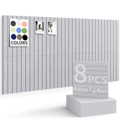 Large Bulletin Board 48"x 24" Cork Boards for Walls, 8 Pack Felt Wall Panels Photo Board, Cork Board for Office Home Pin Board