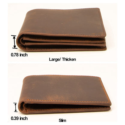 HRS Genuine Leather Wallets for Men, Handmade Vintage Italian Distressed Slim Bifold Men's Wallet with RFID Blocking