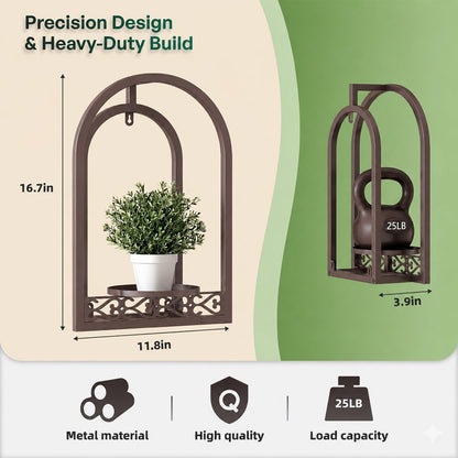 Rioneta Hanging Planter for Indoor & Outdoor Plants, Mid Century Modern Iron Frame Wall Decor for Living Room Garden Patio 3 Pack Coffee（No Light）