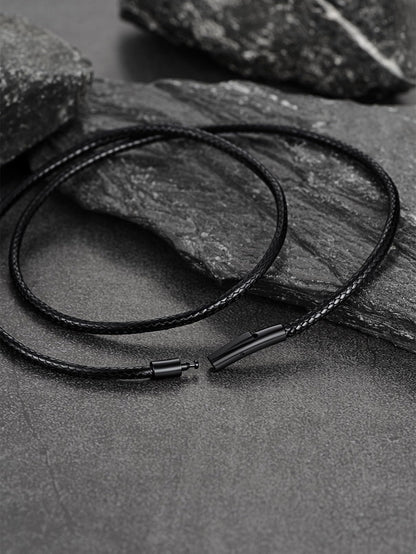 FaithHeart Waterproof Braided Leather Cord Chain Necklace Mens Wax Rope Chains for Pendant with Stainless Steel Clasp