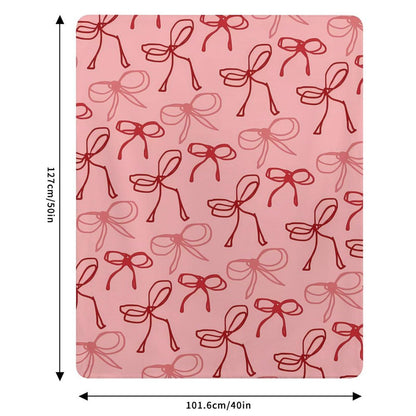 Pink Ribbon Red Bow Throw Blankets Fleece Blanket Super Soft Plush Throw Blanket Cozy Fuzzy Bed Blankets Microfiber Flannel Blankets for Couch, Bed, Sofa-40"x50"