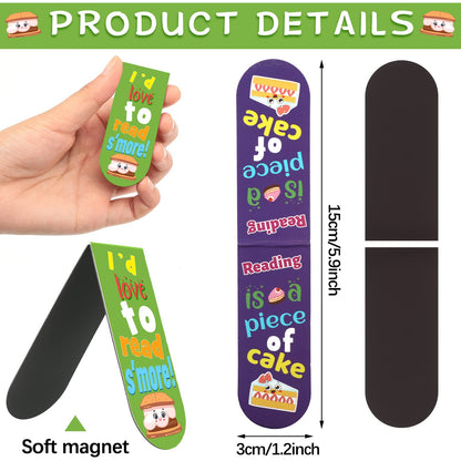 48 Pack Scented Bookmarks Magnetic Scratch and Sniff Fruit Food Bookmarks for Kids Cute Page Markers with Sayings for Kids Students Teens Teachers(Mixed Flavor)