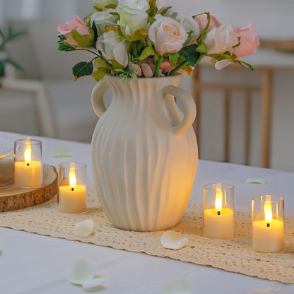 Zevanor Flameless Small Tea Light LED Candles, Acrylic Battery Operated Votive 1.7" x2.5" with Remote Control and Timer, Tealight White Flickering Warm Light Pack of 8 Electric Long Lasting