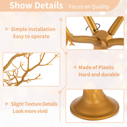 Nuptio Gold Christmas Tree Branch Artificial 22.8 inch Tall Manzanita Tree Centerpiece Wedding Centerpieces for Tables, Decorative Ornament Display Tree Branches for Decoration Weddings (1 Pc)