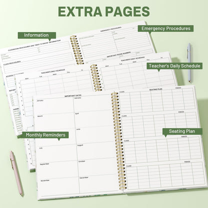 SUNEE Teacher Class Record Book for 9-10 weeks, 36 Names, 8.5x11 Inch, 104 Pages (52 Sheets), 100gsm Thick Paper, Larger Grade Recording up to 36 Students with Water-Resistant Plastic Cover,Full Leaf
