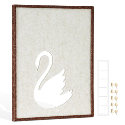 DOLLAR BOSS Felt Framed Cork Board 14.5'' x11.8'' Bulletin Boards for Walls, Decorative Pin Board for Office Home Decor for Kids Hallway Bedroom Dining Living Room, Swan