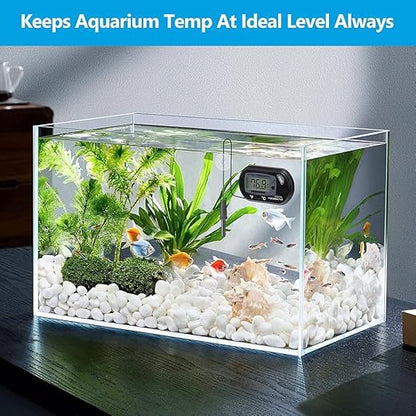 DaToo Aquarium Thermometer with Large LCD Display Fahrenheit/Celsius(℉/℃) Fish Tank Thermometer for Aquarium Reptile Terrarium Digital Water Thermometer with Suction Cup(6 Pack)