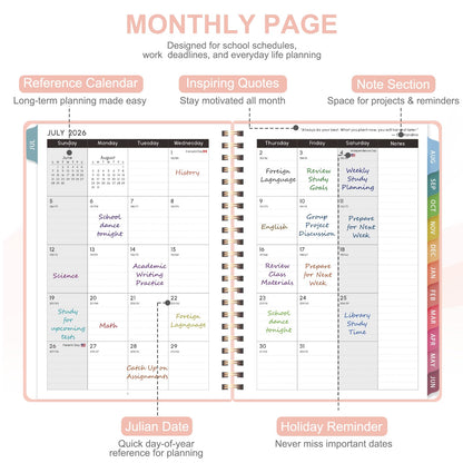 Planner 2026-2027, Weekly and Monthly Academic Planner, July 2026 - June 2027, Hardcover Calendar Agenda Book for School Year Planning, School Supplies for Teacher and Student, Letter Size(8.5'' x 11'')