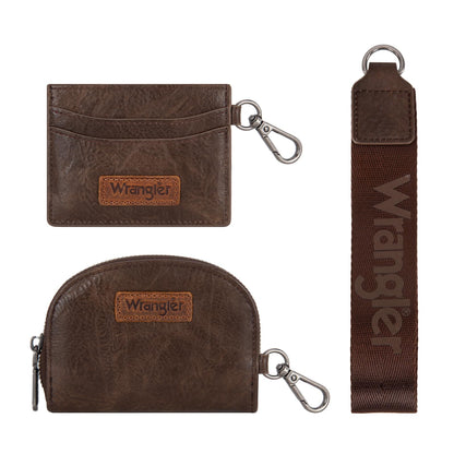 Wrangler KeyChain Wallet Wristlet Wallets for Women Dual Pouch Wristlet with Zipper Womens Credit Card Holder Wallet
