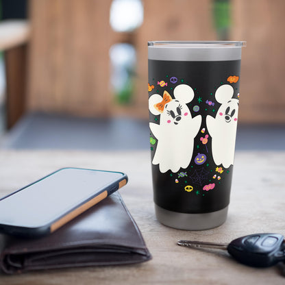 Disney Mickey and Minnie Cute Little Ghosts Halloween Heart Stainless Steel Insulated Tumbler