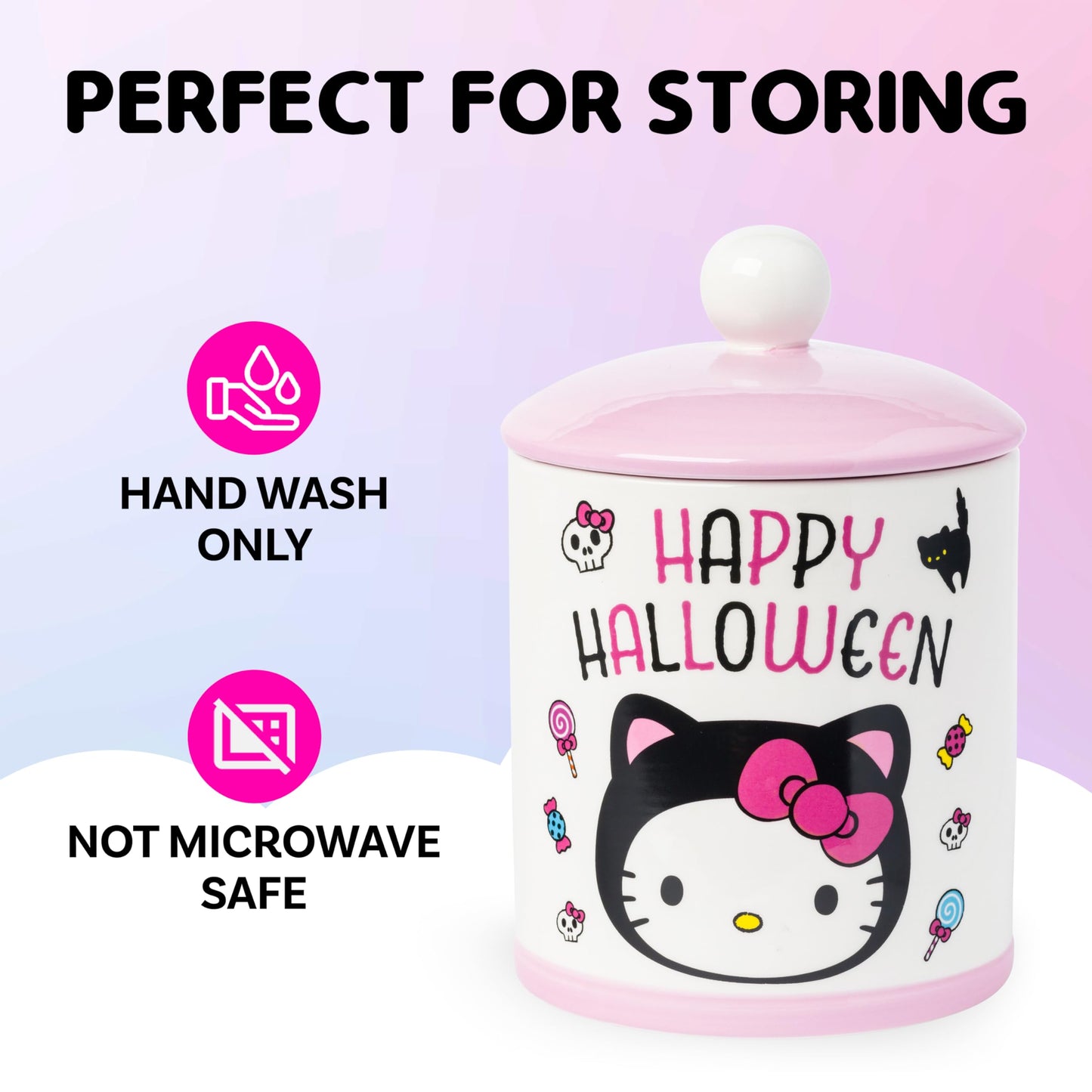 Silver Buffalo Sanrio Hello Kitty Halloween Ceramic Cookie Jar, 64 Ounces